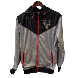 Chicago Bulls NBA Zip Hoodie Jacket Gray Black Red M Basketball